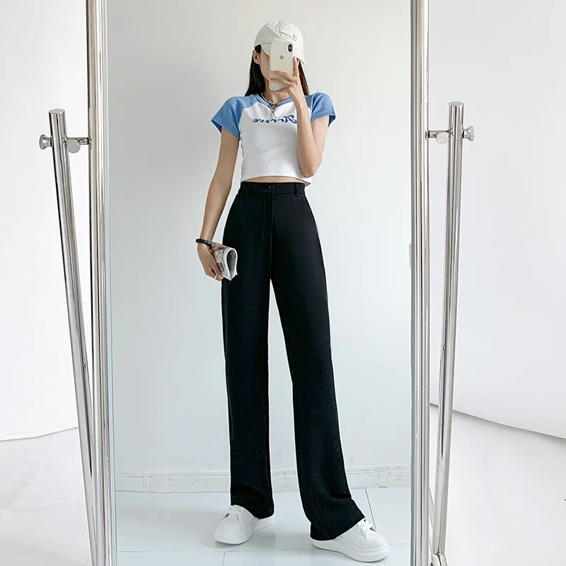 Wide Leg Pants Women's 2021 New Summer Thin Style Loose High Waist Black Trousers Straight Tube Casual Floor Pants Qn*
Wide Leg Pants Women's 2021 New Summer Thin Style Loose High Waist Black Trousers Straight Tube Casual Floor Pants Qn*