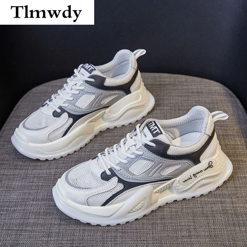 2021 Fashion Women's Shoes Spring Casual Shoes Comfortable Lace-up Sneakers Chunky Platform Shoes Breathable Vulcanized Shoes