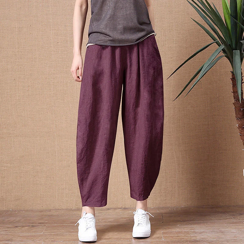 Ladies casual cotton linen wide-leg pants trousers summer elastic waist solid color loose comfortable pants cotton linen pants
Ladies casual cotton linen wide-leg pants trousers summer elastic waist solid color loose comfortable pants cotton linen pants