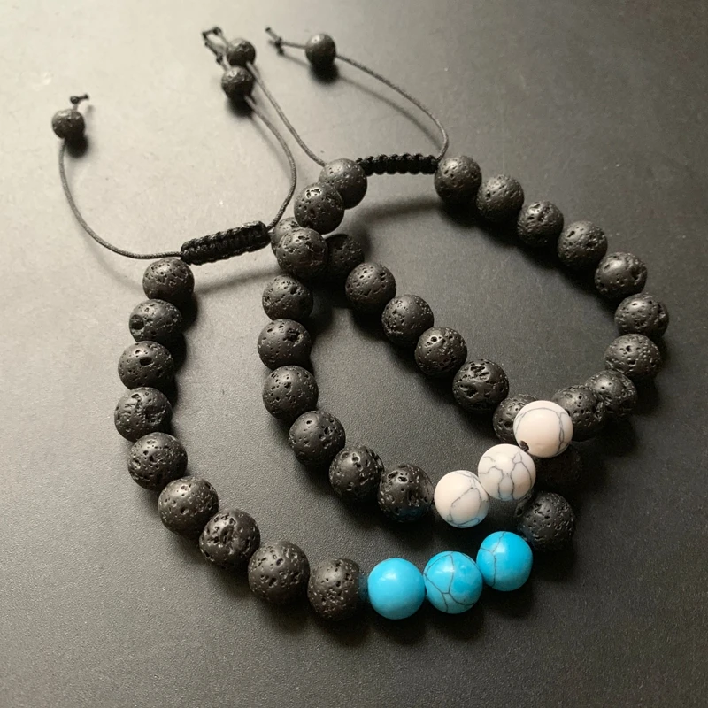 2pcs Round White Howlite Blue Turquoise Stones Lava Rock Aromatherapy Diffuser Black Cord Bracelet Adjustable
2pcs Round White Howlite Blue Turquoise Stones Lava Rock Aromatherapy Diffuser Black Cord Bracelet Adjustable