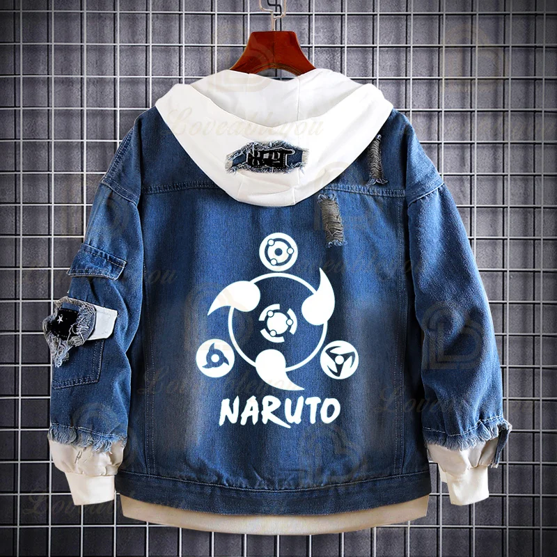 

Hot Anime Naruto Denim Jacket Men Harajuku Fashion Oversized Jacket Uzumaki Akatsuki Sakura Kakashi Sasuke Kakashi Ninja Clothes