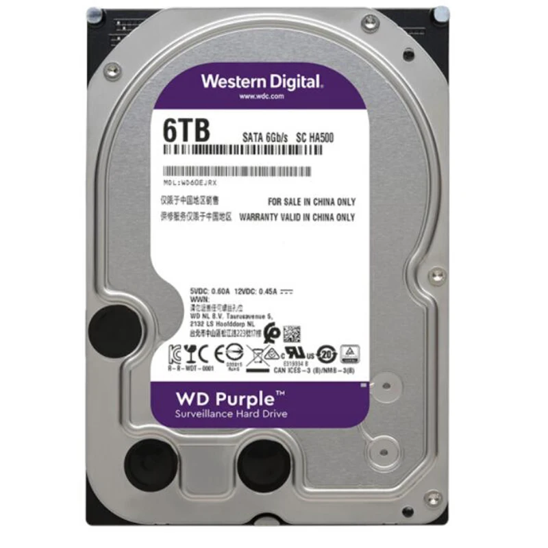 

WD Purple 6TB Surveillance HDD Hard Disk Drive SATA 6.0Gb/s 3.5" Interal for cctv Camera AHD DVR IP NVR