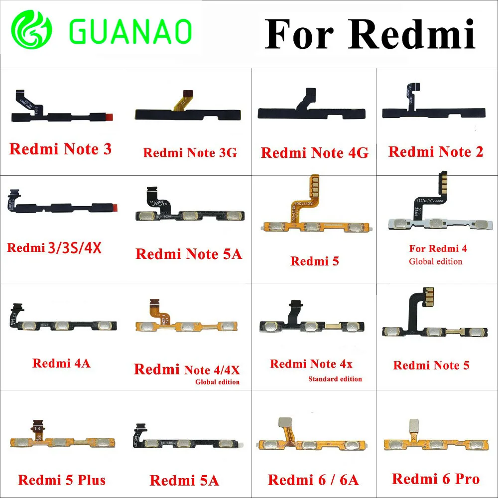 

Кнопка включения и выключения громкости гибкий кабель для Xiaomi Redmi 3S 4A 5 Plus Note 2 5A 4 3 Pro Special Edition 4X Global
