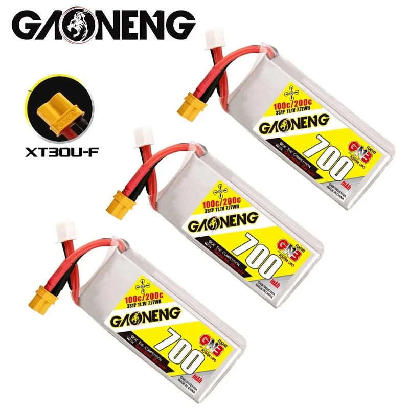 1/2/3pcs GAONENG 700mah 3S 11.1V XT30 100C 200C RC FPV Quadcopter delivery LiPo Battery Pack graphene for 11.1v drone battery
1/2/3pcs GAONENG 700mah 3S 11.1V XT30 100C 200C RC FPV Quadcopter delivery LiPo Battery Pack graphene for 11.1v drone battery
