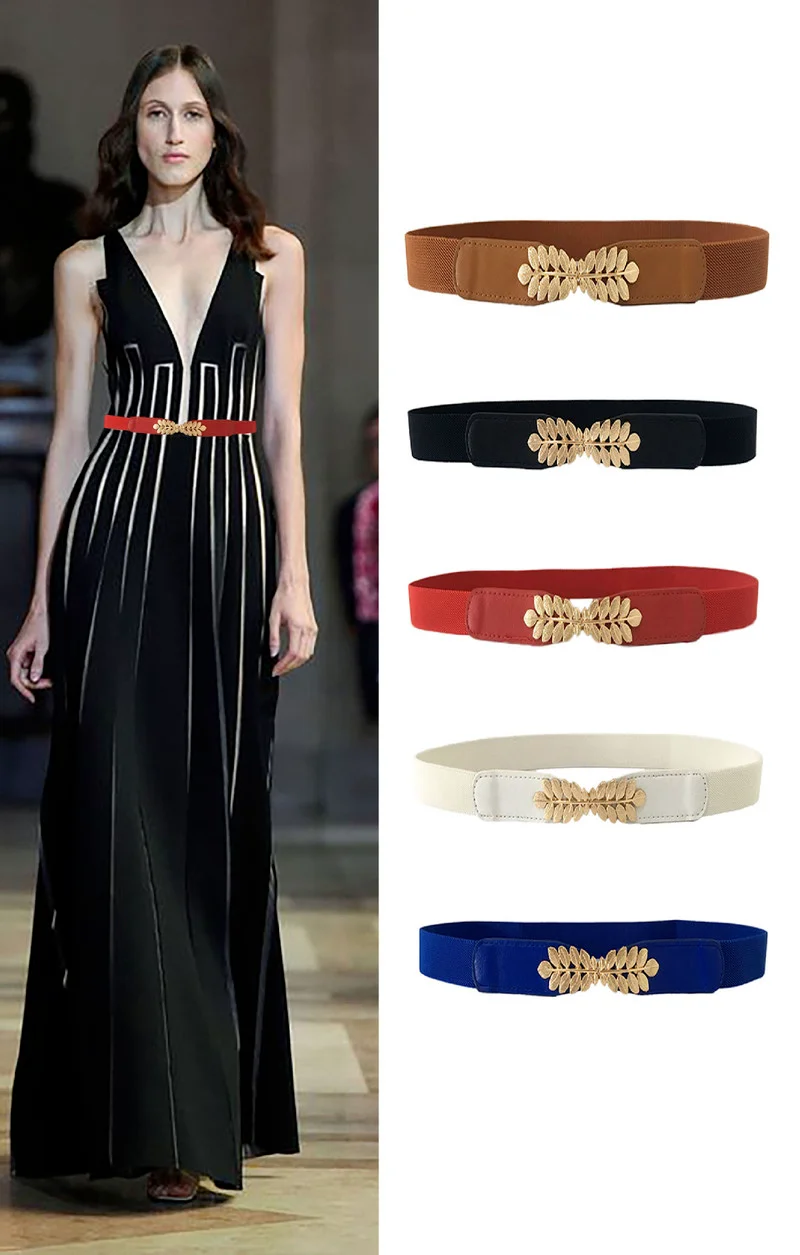 Women Fashion Waist Belt Narrow Stretch Dress Belt Thin Buckle Waistband Leaf Belt New
Women Fashion Waist Belt Narrow Stretch Dress Belt Thin Buckle Waistband Leaf Belt New