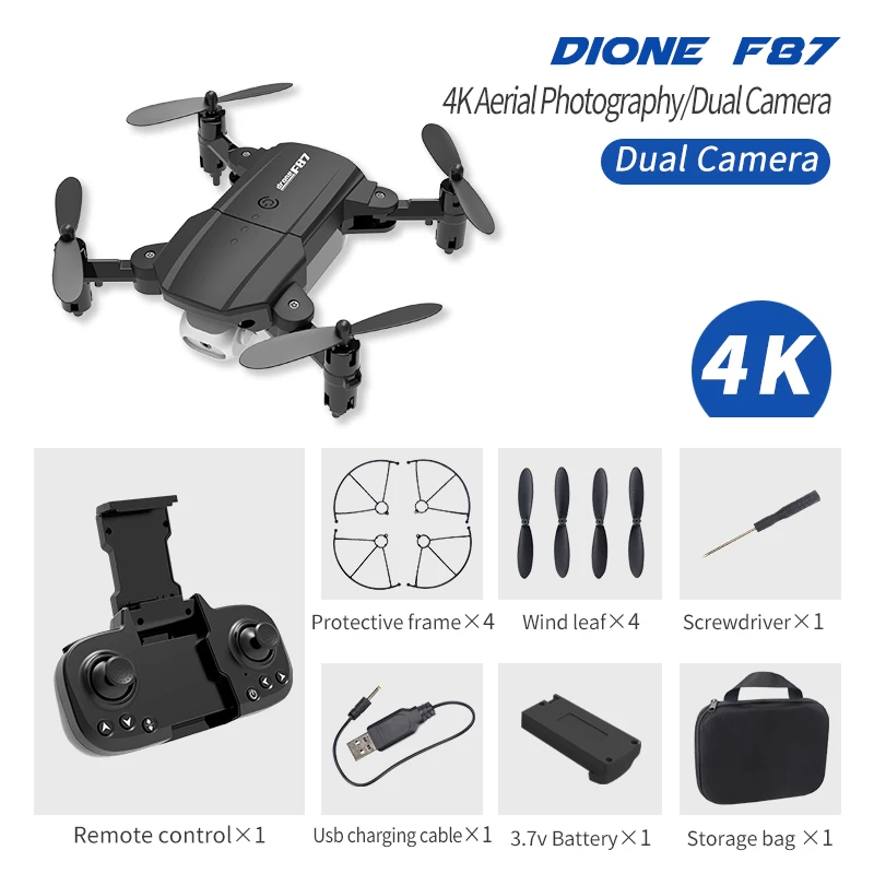 F87 RC мини-Дрон 4K HD Двойная камера Профессиональная аэрофотосъемка Wi-Fi FPV складной Квадрокоптер игрушки для удержания высоты
F87 RC мини-Дрон 4K HD Двойная камера Профессиональная аэрофотосъемка Wi-Fi FPV складной Квадрокоптер игрушки для удержания высоты