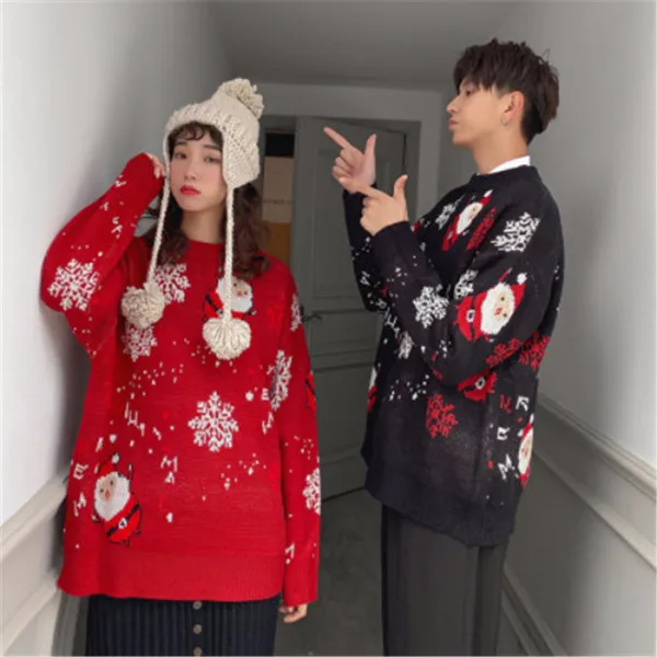 Christmas Couples Sweaters Autumn And Winter New Super Fire New Year Sweater Woman And Men Korean Loose O-neck Sweater
Christmas Couples Sweaters Autumn And Winter New Super Fire New Year Sweater Woman And Men Korean Loose O-neck Sweater