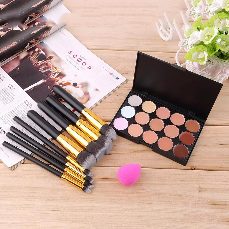 Makeup Set 15 Colors Concealer Cover Acne Marks Foundation Cream Rose Red Powder Puff 10 Makeup Brushes Set Combination Beauty
Makeup Set 15 Colors Concealer Cover Acne Marks Foundation Cream Rose Red Powder Puff 10 Makeup Brushes Set Combination Beauty