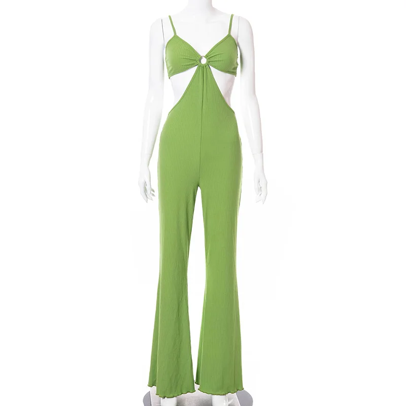 Giyu Spaghetti Strap V-neck Hollow Out Women Jumpsuits Green Rib Knitted Backless Ruffles Combinaisons Femme Summer 2021 Outwear
Giyu Spaghetti Strap V-neck Hollow Out Women Jumpsuits Green Rib Knitted Backless Ruffles Combinaisons Femme Summer 2021 Outwear