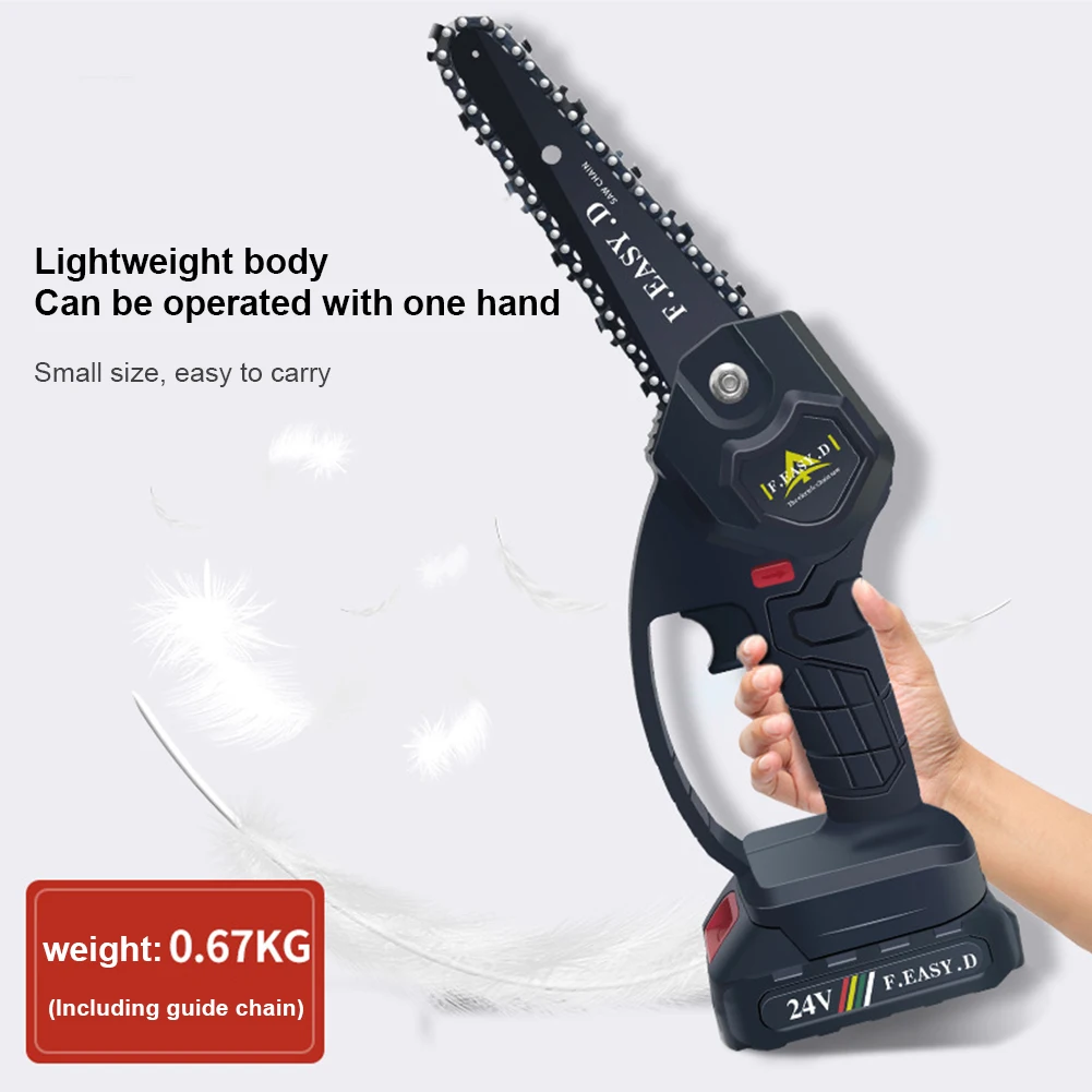 5 Inch 24V Electric Chain Saw One-handed Rechargeable Handheld Mini Pruning Shears Chainsaw for Tree Trimming Wood Cutting Tools
5 Inch 24V Electric Chain Saw One-handed Rechargeable Handheld Mini Pruning Shears Chainsaw for Tree Trimming Wood Cutting Tools