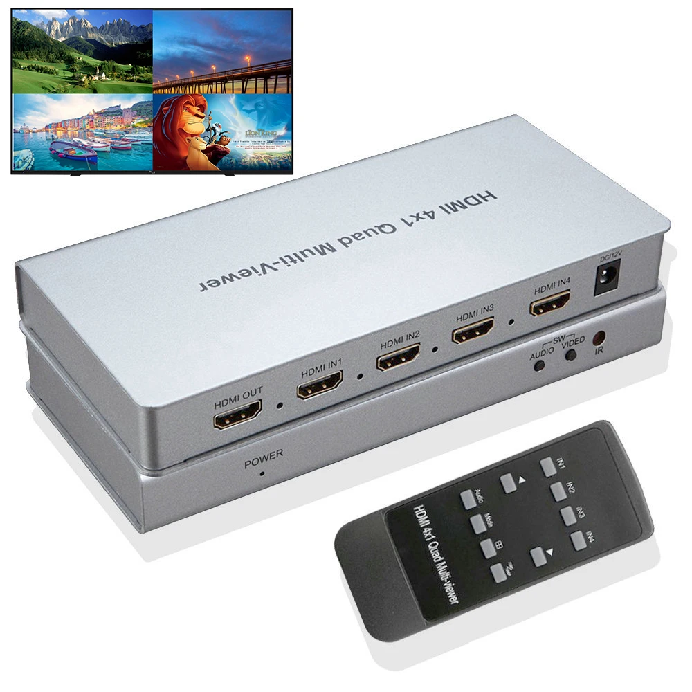 4x1 HDMI мульти просмотра Quad экран сегментация разветвитель изображения 4 экрана