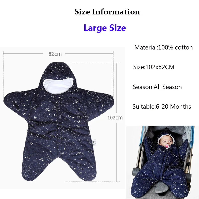 Baby Sleeping Bag For Stroller Starfish Shape Winter Warm Newborns Kids Sleep Sacks Bed Swaddle Blanket Envelope Wrap 0-20Months
Baby Sleeping Bag For Stroller Starfish Shape Winter Warm Newborns Kids Sleep Sacks Bed Swaddle Blanket Envelope Wrap 0-20Months