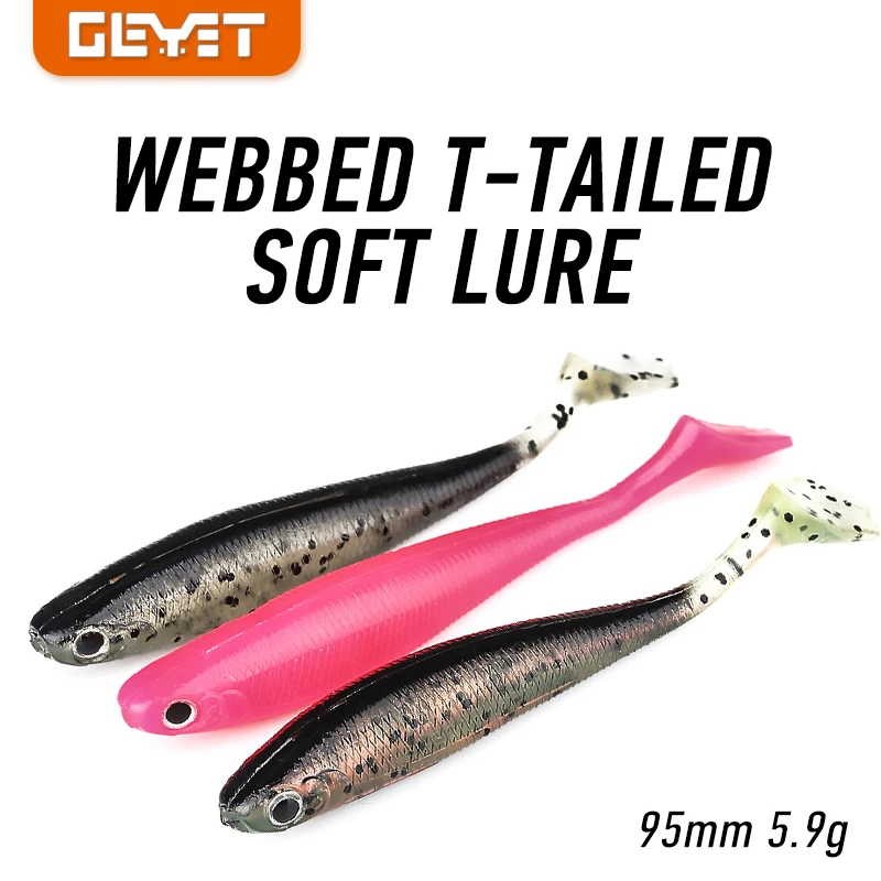 

5Pcs Soft Worm Bait 95mm/5.9g Duck Palm Paddle Tail Silicone Artificial Baits 3D Eyes Wobblers Fish Shape Lure Bass Tools