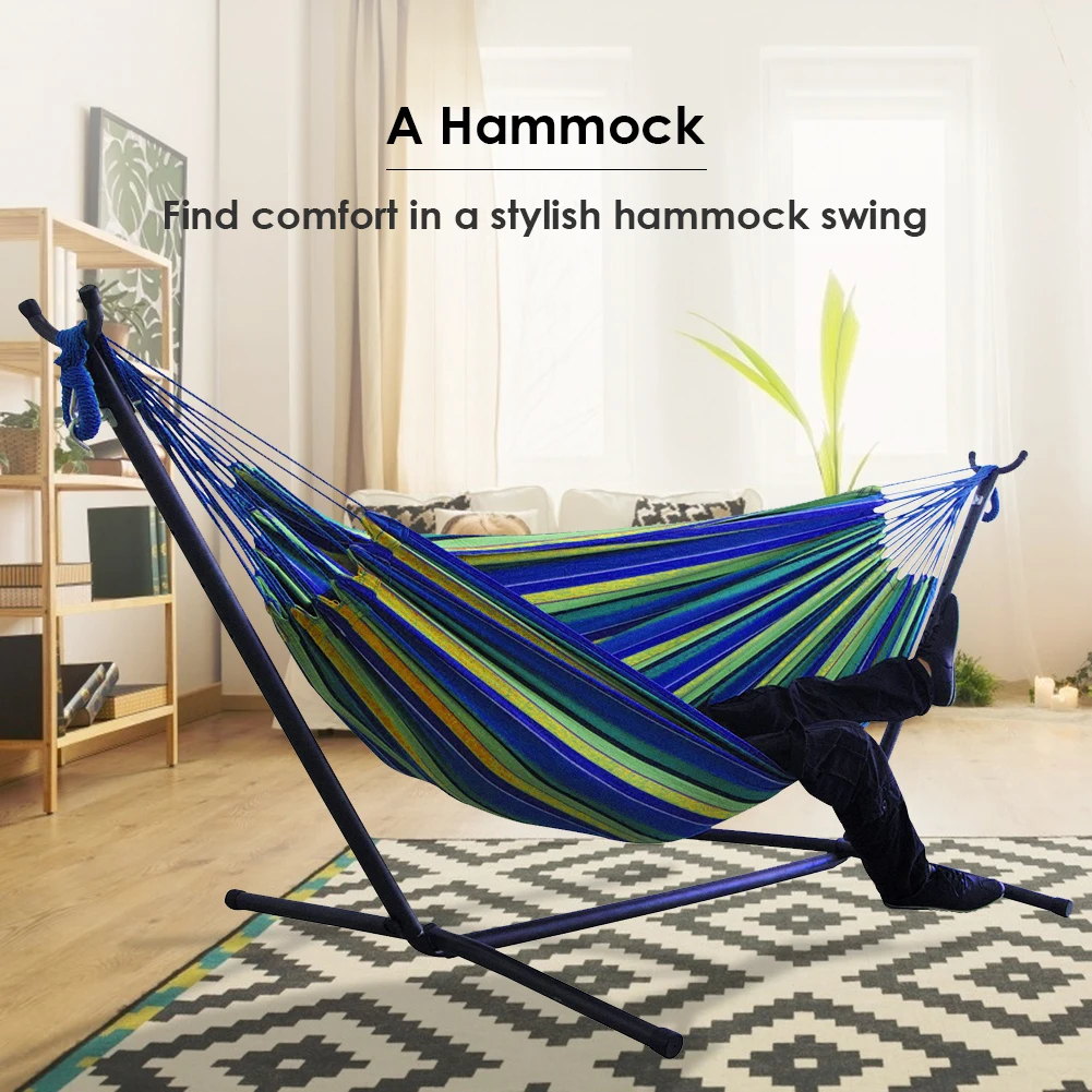 Portable Outdoor Indoor Canvas Hammock Stand Multi-functional Camping Sleeping Swing Hanging Bed Yard Garden Furniture
Portable Outdoor Indoor Canvas Hammock Stand Multi-functional Camping Sleeping Swing Hanging Bed Yard Garden Furniture