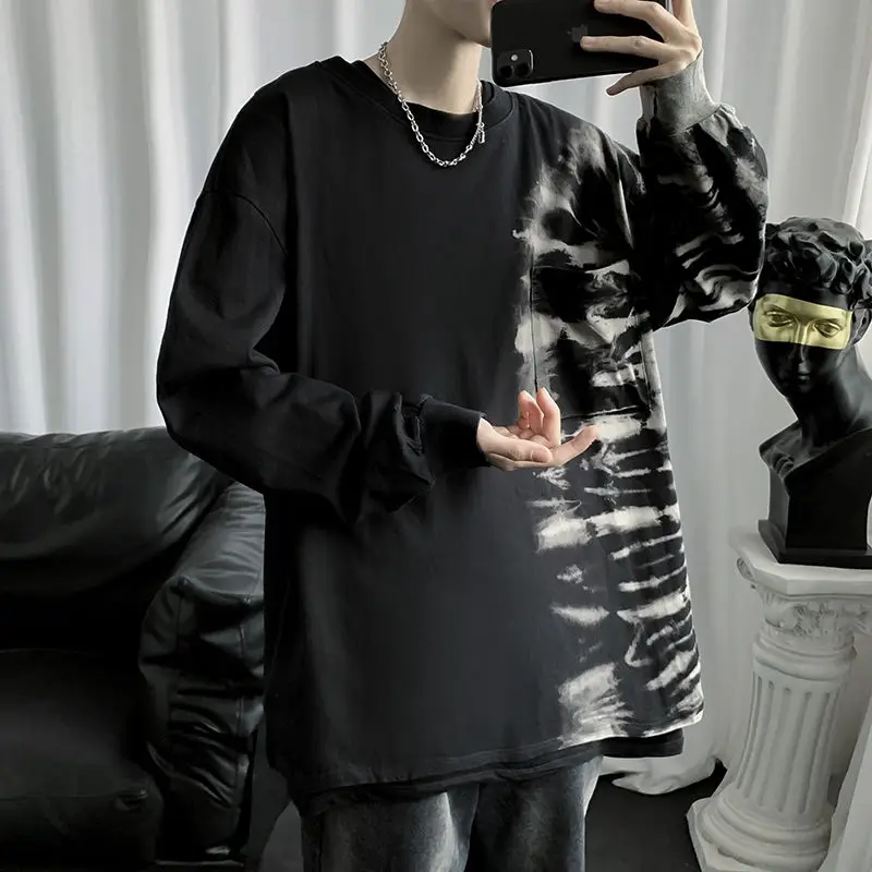 Spring Autumn Cotton Tie-dye T-shirt Men's Fashion Retro Casual T Shirt Men Streetwear Korean Loose Long-sleeved Tshirt Mens
Spring Autumn Cotton Tie-dye T-shirt Men's Fashion Retro Casual T Shirt Men Streetwear Korean Loose Long-sleeved Tshirt Mens