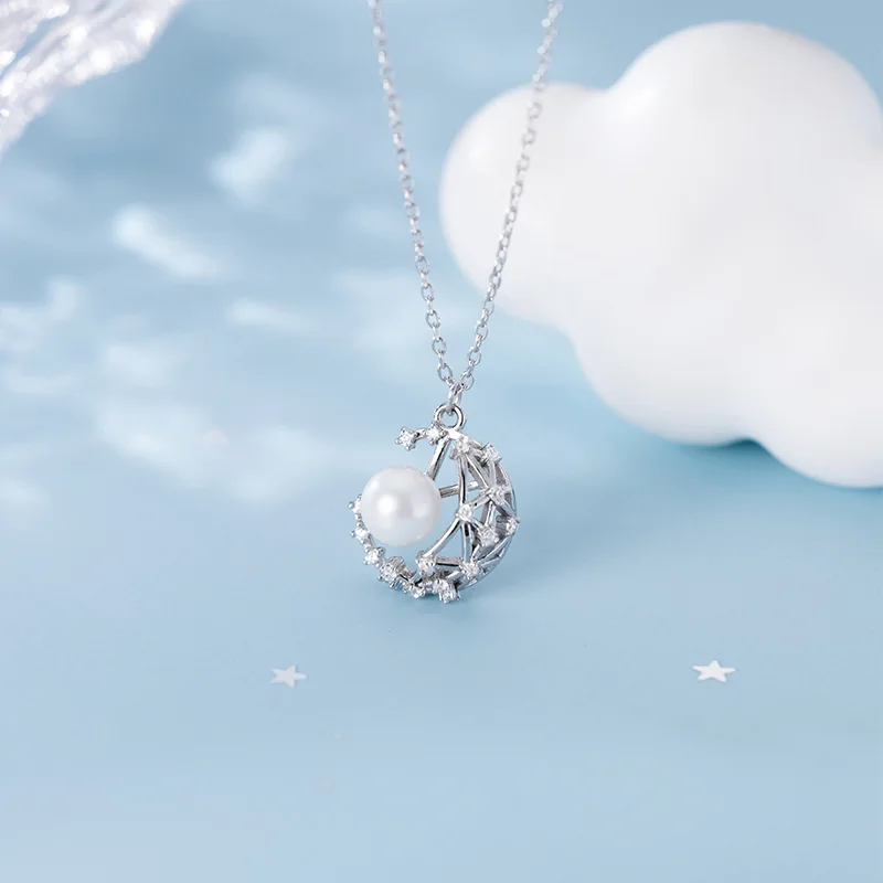Ginin Pure 925 Silver Necklace for Women Korean Fashion Pearl Inlaid Zircon Moon Pendant Female Choker Jewelry Femme Bijoux
Ginin Pure 925 Silver Necklace for Women Korean Fashion Pearl Inlaid Zircon Moon Pendant Female Choker Jewelry Femme Bijoux