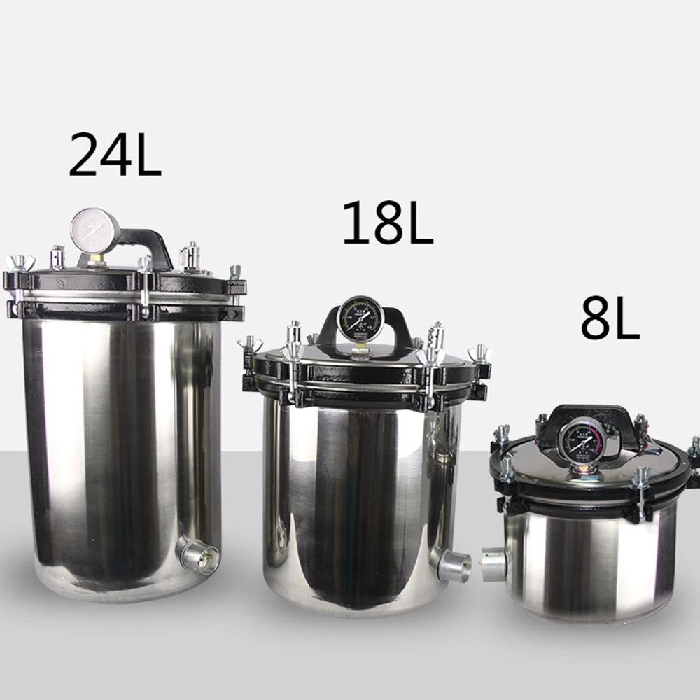 Portable Stainless Steel Heating Autoclave High Pressure Sterilizer Sterilization Pot Pressure Steam 8L/18L/24L
Portable Stainless Steel Heating Autoclave High Pressure Sterilizer Sterilization Pot Pressure Steam 8L/18L/24L
