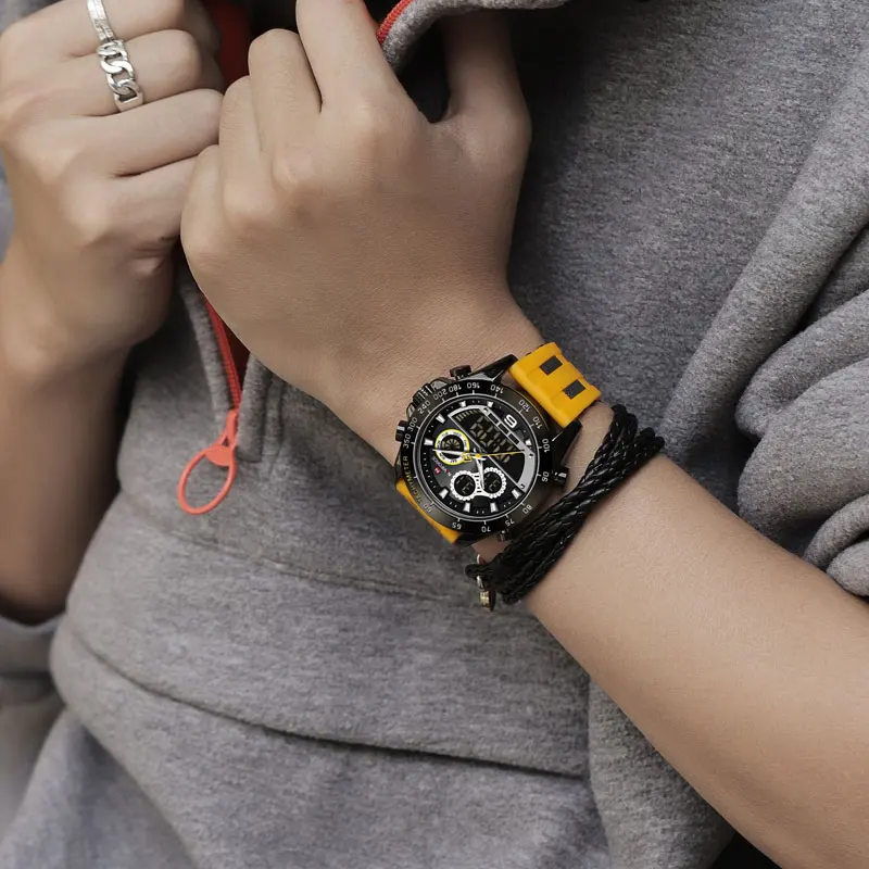 NAVIFORCE Luxury Brand Big Dial Watch For Men Waterproof Military Quartz Wrist Male Sports Chronograph Clock Watches 2021 | Наручные часы