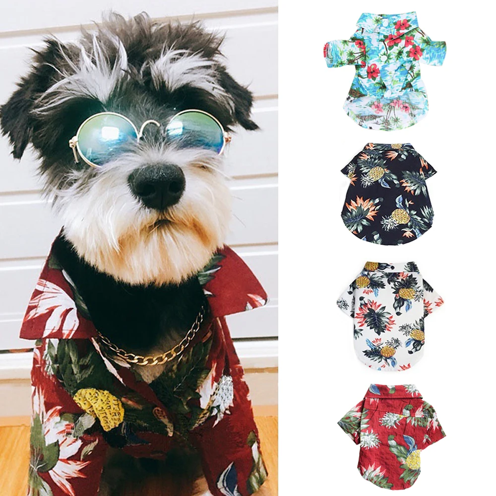 Фото Одежда для питомцев футболка с цветочным рисунком маленьких больших собак