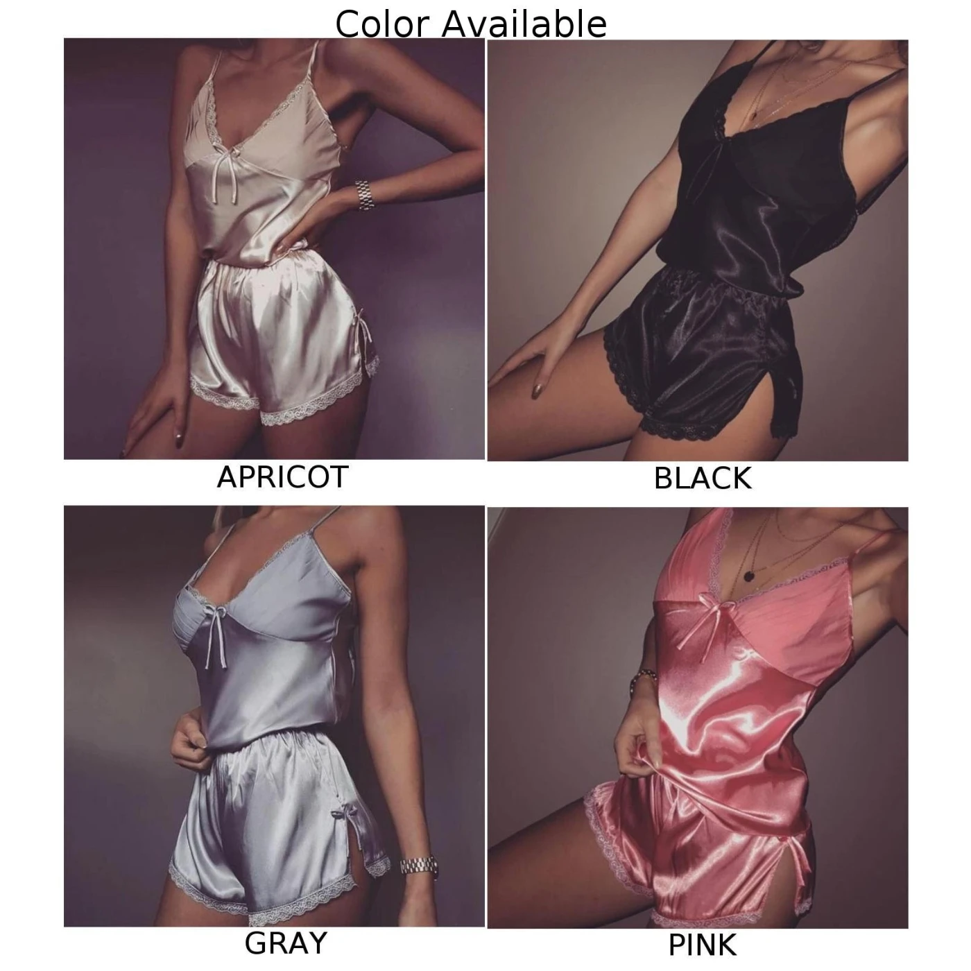 Women Pajamas Sets Sexy Lingerie Lace Crop Top +Shorts Sleepwear Satin Nightwear Female V-Neck Sleeveless Nightdress
Women Pajamas Sets Sexy Lingerie Lace Crop Top +Shorts Sleepwear Satin Nightwear Female V-Neck Sleeveless Nightdress