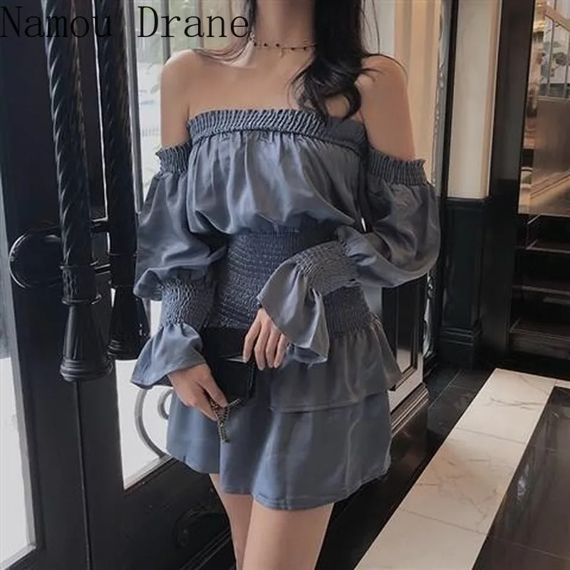 2020 Sexy Slash Neck Strapless Women Dress Korean Flare Long Sleeve Vestidos Stretch High Waist Ruffle Mini Dresses
2020 Sexy Slash Neck Strapless Women Dress Korean Flare Long Sleeve Vestidos Stretch High Waist Ruffle Mini Dresses