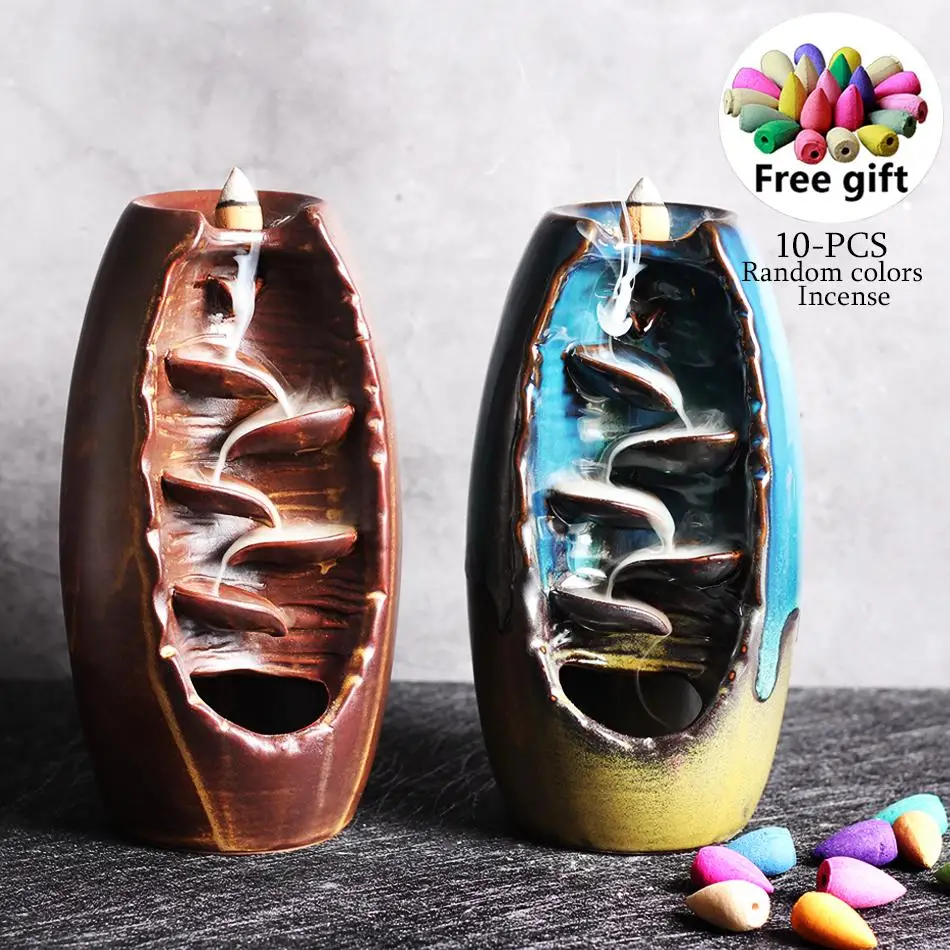 2021 Free 10pcs Incense Mountain River Handicraft Incense Holder Ceramic Backflow Waterfall Smoke Incense Burner Home Decor 
2021 Free 10pcs Incense Mountain River Handicraft Incense Holder Ceramic Backflow Waterfall Smoke Incense Burner Home Decor