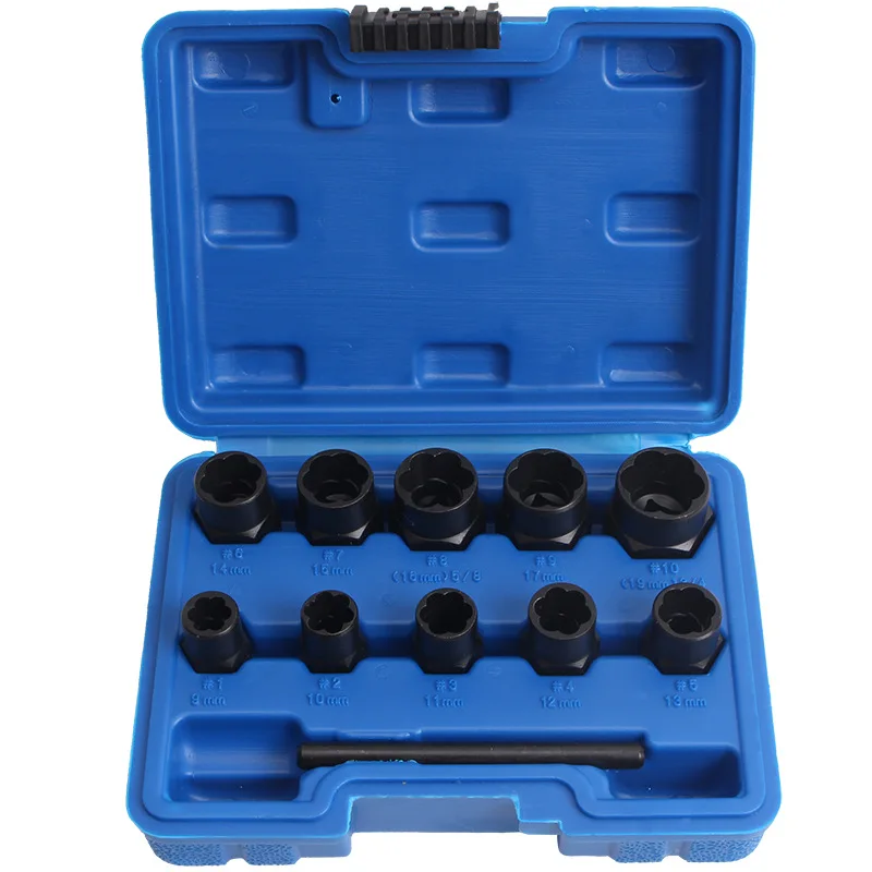 11Pcs Impact Damaged Bolt Nut Screw Remover Extractor Socket Tool Kit Removal Set Bolt Nut Screw Removal Socket Wrench
11Pcs Impact Damaged Bolt Nut Screw Remover Extractor Socket Tool Kit Removal Set Bolt Nut Screw Removal Socket Wrench