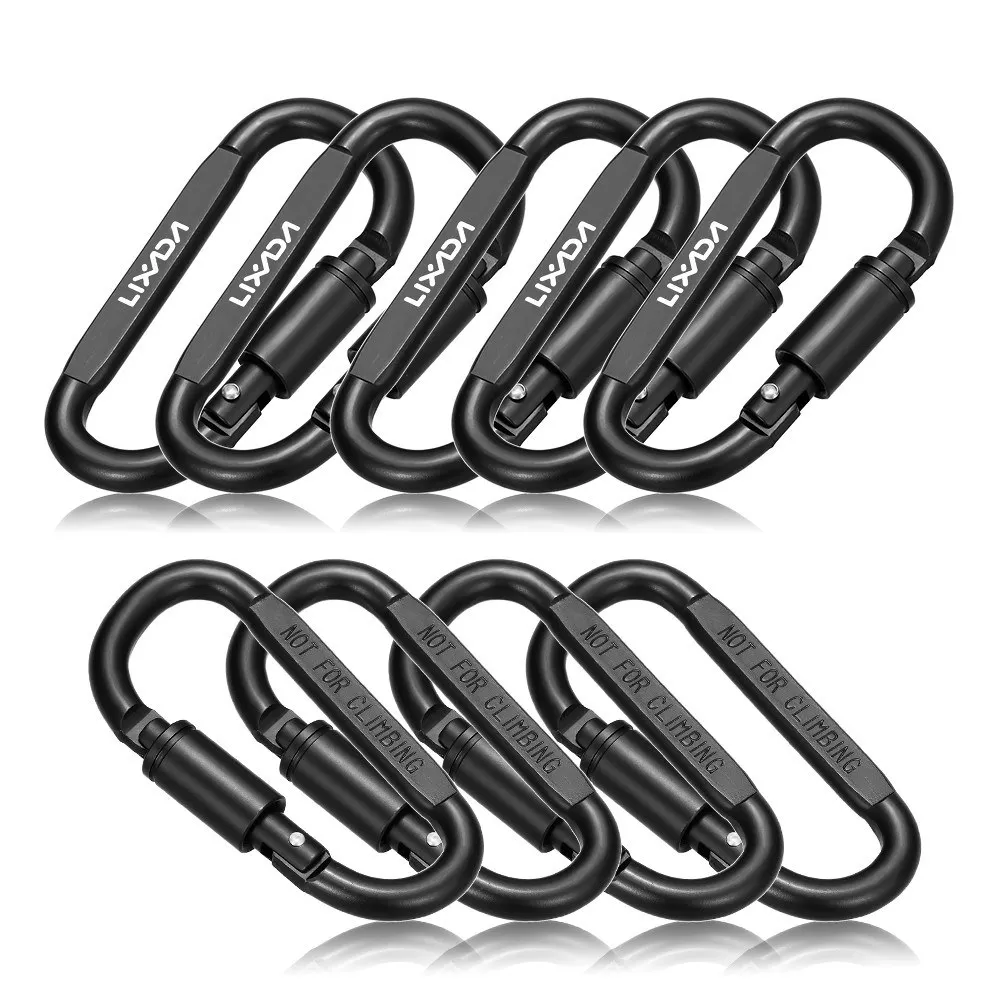 Lixada 9 Pack Aluminum Alloy D-ring Locking Carabiner Clip Set Screw Lock Hanging Hook Buckle Keychain with Steel Wire Ring for
Lixada 9 Pack Aluminum Alloy D-ring Locking Carabiner Clip Set Screw Lock Hanging Hook Buckle Keychain with Steel Wire Ring for