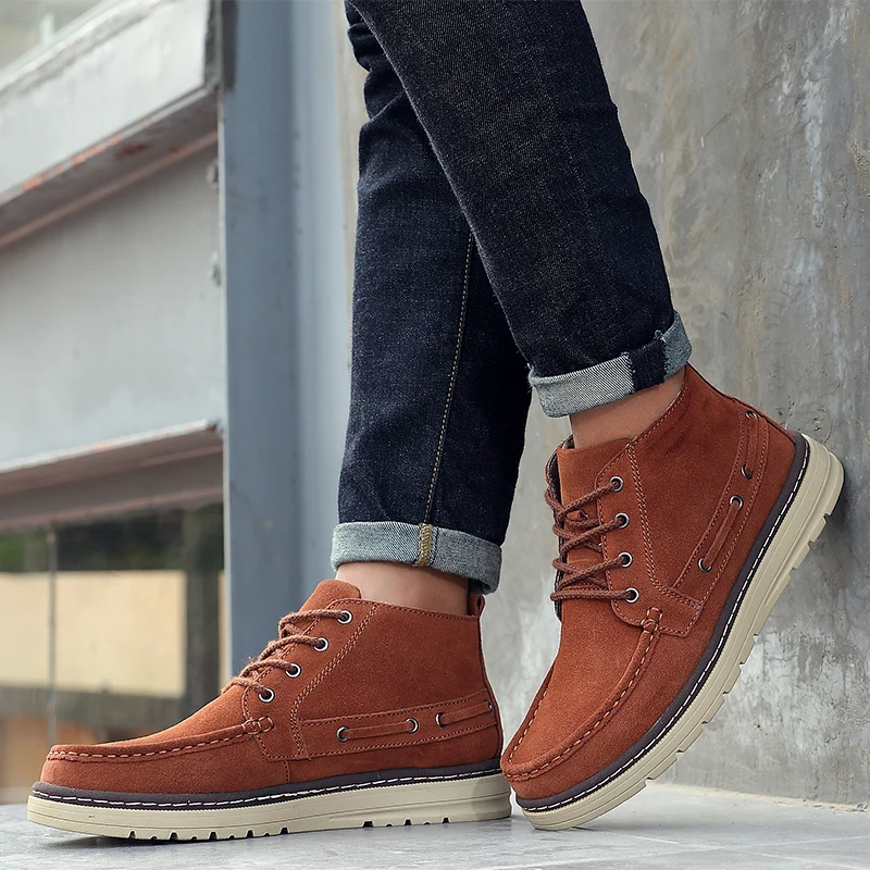 Fashion Winter Men's Boots cow suede Leather Male Shoes Chaussure Mans Casual Shoes plush warm Men snow Boots Footwear Sneakers 
Fashion Winter Men's Boots cow suede Leather Male Shoes Chaussure Mans Casual Shoes plush warm Men snow Boots Footwear Sneakers