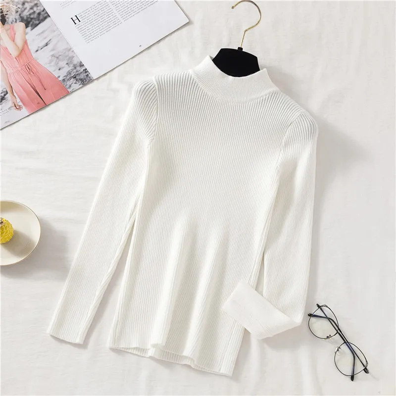 JMPRS Autumn Women Turtleneck Pullover Sweater Fashion Winter Slim Korean Knit Jumper Basic Top Soft Blouse Sueter Mujer 2021 | Женская