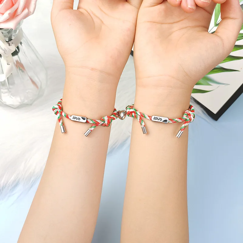 1 Pair of Heart Magnet Bracelates for Lovers Women Men Sun Moon Love Charm Bracelates Hand made Colorful Rope Chain Jewerly Gift
1 Pair of Heart Magnet Bracelates for Lovers Women Men Sun Moon Love Charm Bracelates Hand made Colorful Rope Chain Jewerly Gift