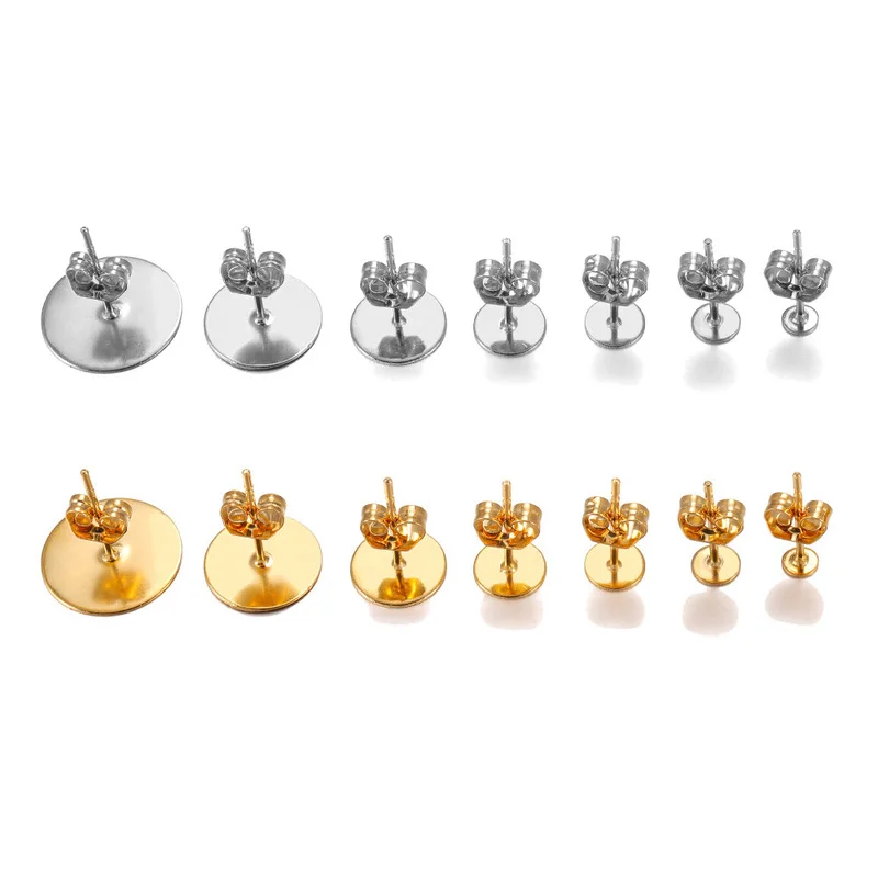 20-100pcs/lot Gold Stainless Steel Blank Post Earring Studs Base Pins with Earring Plug Findings Ear Back for DIY Jewelry Making
20-100pcs/lot Gold Stainless Steel Blank Post Earring Studs Base Pins with Earring Plug Findings Ear Back for DIY Jewelry Making