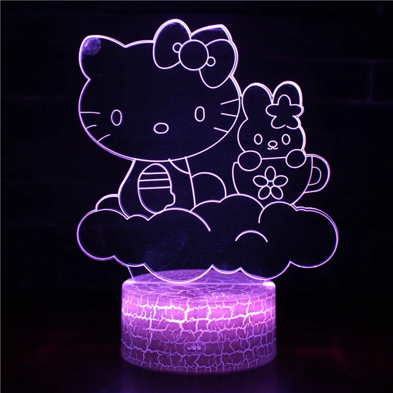 16 цветов Sanrio Kuromi аниме Hello Kitty Kawaii светодиодный 3D ночсветильник модель детской