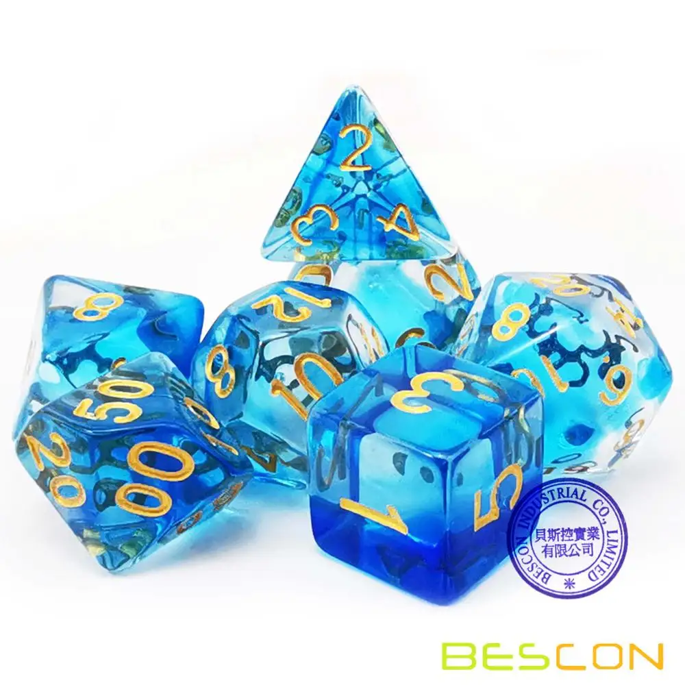 Набор полимерных костей Bescon Crystal Blue 7 шт. Polyhedral набор для ролевых игр румяна трава