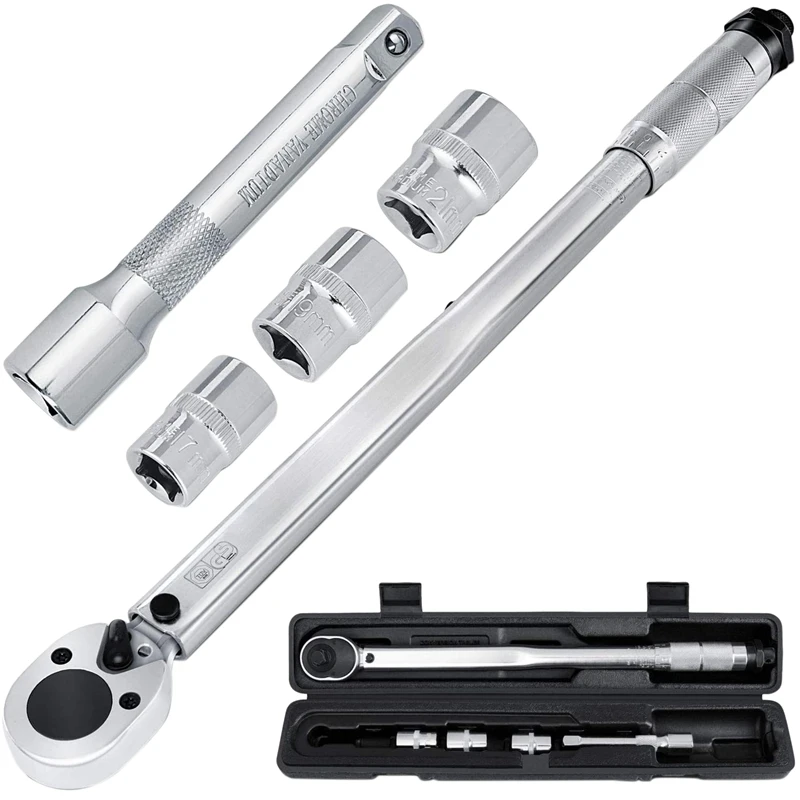 40-210 Nm 1/2-Inch Torque Spanner Car Torque Wrench with 3 Sockets 17 mm, 19 mm, 21 mm and 125 mm Extension
40-210 Nm 1/2-Inch Torque Spanner Car Torque Wrench with 3 Sockets 17 mm, 19 mm, 21 mm and 125 mm Extension