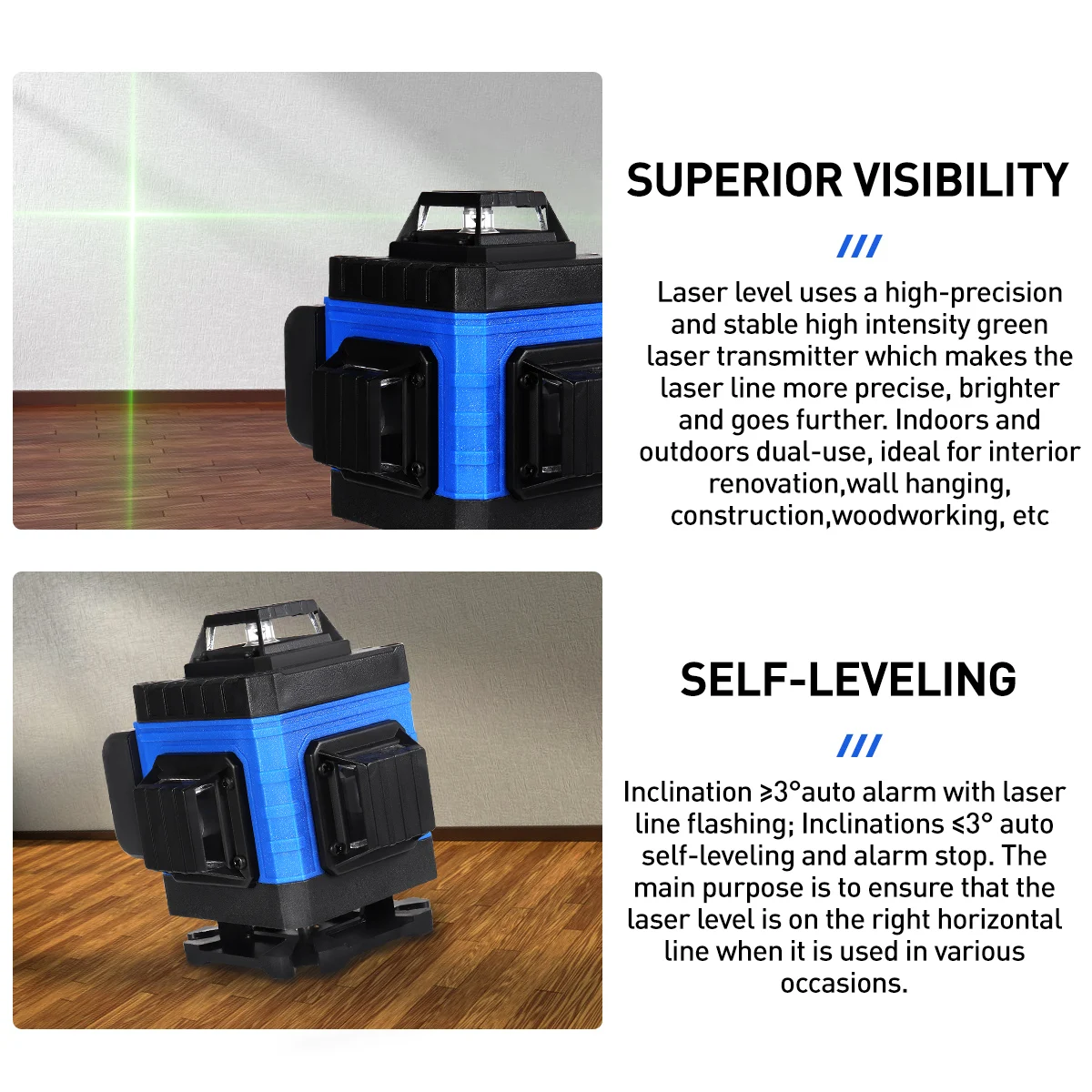 16/12/8 Lines Green light 4D Auto Self-Leveling Laser Levels 360 Horizontal Adjustment Super Powerful Green Laser Indoor Outdoor
16/12/8 Lines Green light 4D Auto Self-Leveling Laser Levels 360 Horizontal Adjustment Super Powerful Green Laser Indoor Outdoor