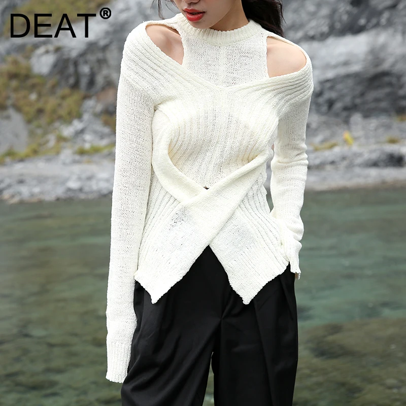 Женский трикотажный пуловер DEAT, эластичный вязаный пуловер с круглым вырезом и длинными рукавами, лето 2020
Женский трикотажный пуловер DEAT, эластичный вязаный пуловер с круглым вырезом и длинными рукавами, лето 2020