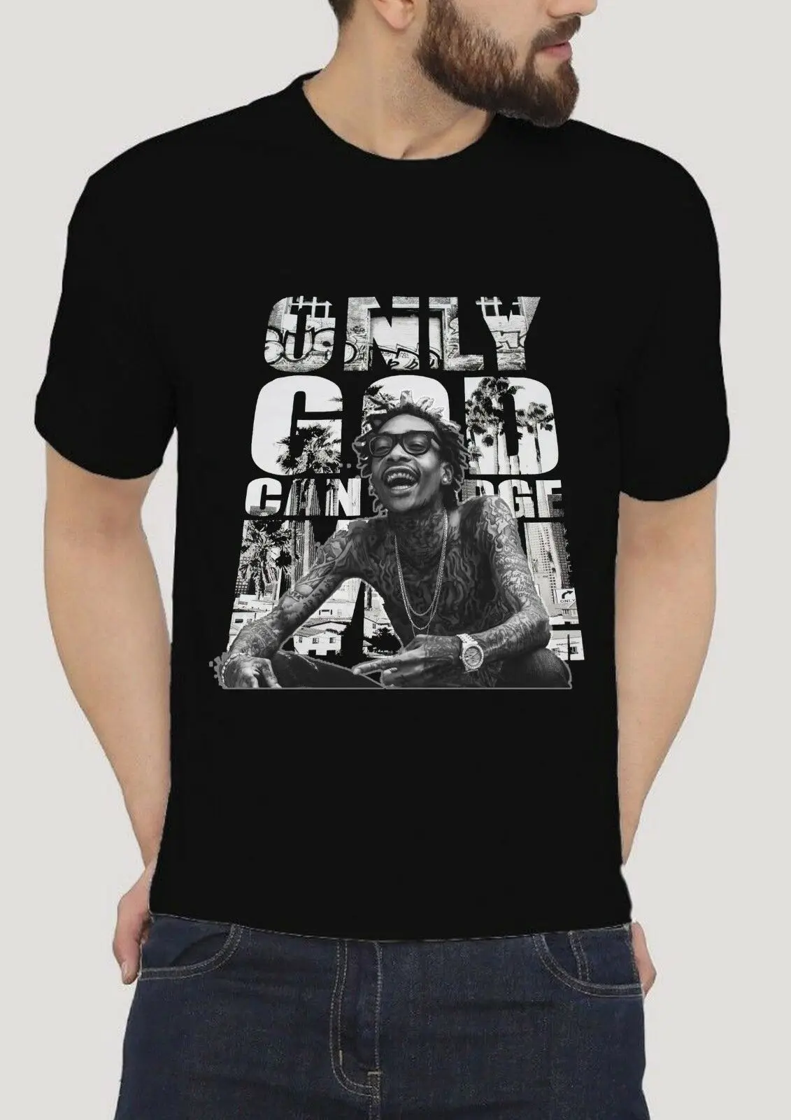 WIZ KHALIFA футболки с надписью ONLY GOD CAN бутыль меня сейчас судить топы 100% хлопковые