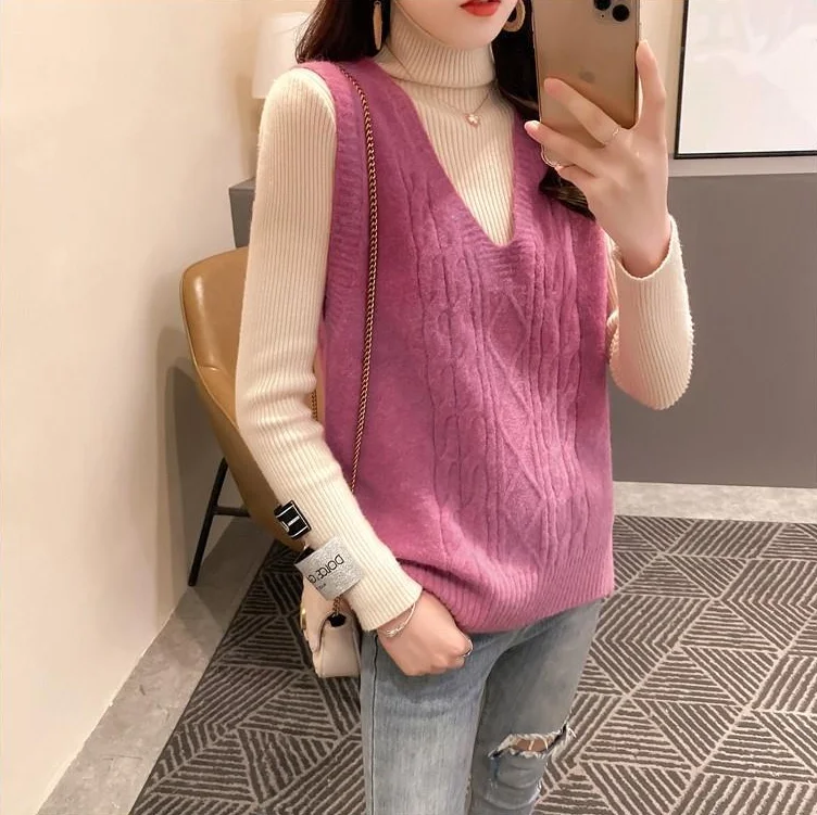 Women Twist Pullover Sweater Vest 2021 Autumn Winter New Loose Net Black Beige V-neck Waistcoat Korean Ladies Wool Knitted Vest
Women Twist Pullover Sweater Vest 2021 Autumn Winter New Loose Net Black Beige V-neck Waistcoat Korean Ladies Wool Knitted Vest