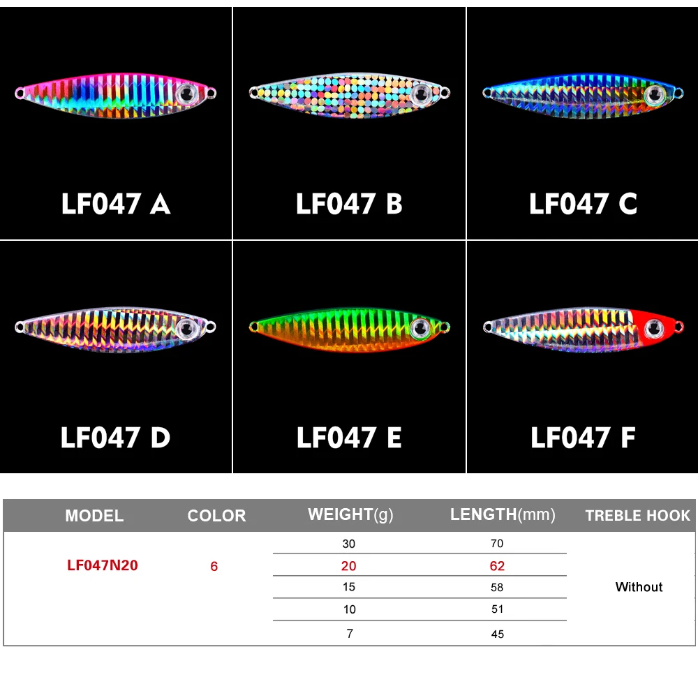 6pcs Metal Fishing Bait Set 20g 6.2cm Lead Fish Jig Fishing Lure 6 Colors Artificial Hard Jigging Bait Treble Hook LF047N20
6pcs Metal Fishing Bait Set 20g 6.2cm Lead Fish Jig Fishing Lure 6 Colors Artificial Hard Jigging Bait Treble Hook LF047N20
