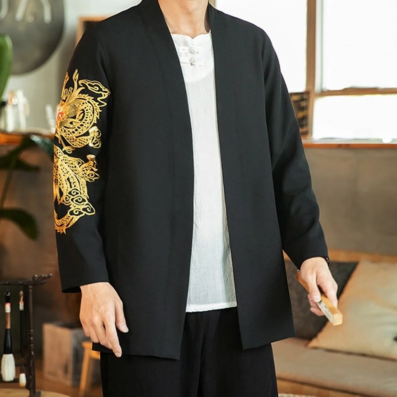 Chinese Dragon Shirt Jacket Hanfu Men Costume Suit Large Size Cotton Linen Kung Fu Clothes Retro Style Tang Suit Cardigan KK3363
Chinese Dragon Shirt Jacket Hanfu Men Costume Suit Large Size Cotton Linen Kung Fu Clothes Retro Style Tang Suit Cardigan KK3363