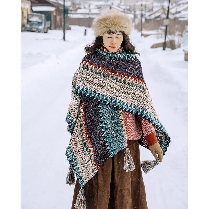Vintage Boho Cloaks Capes Top Red Women Autumn Winter Floral Knitted Poncho Capes Tassels Chic Cloak Poncho Outwear
Vintage Boho Cloaks Capes Top Red Women Autumn Winter Floral Knitted Poncho Capes Tassels Chic Cloak Poncho Outwear