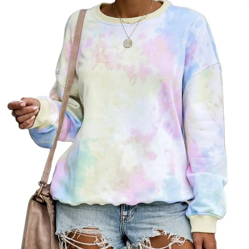 Womens Crew Neck Long Sleeve Sweatshirt Tie-Dye Rainbow Colorful Graffiti Printed Pullover Tops Casual Loose Rib Trim Streetwear
Womens Crew Neck Long Sleeve Sweatshirt Tie-Dye Rainbow Colorful Graffiti Printed Pullover Tops Casual Loose Rib Trim Streetwear