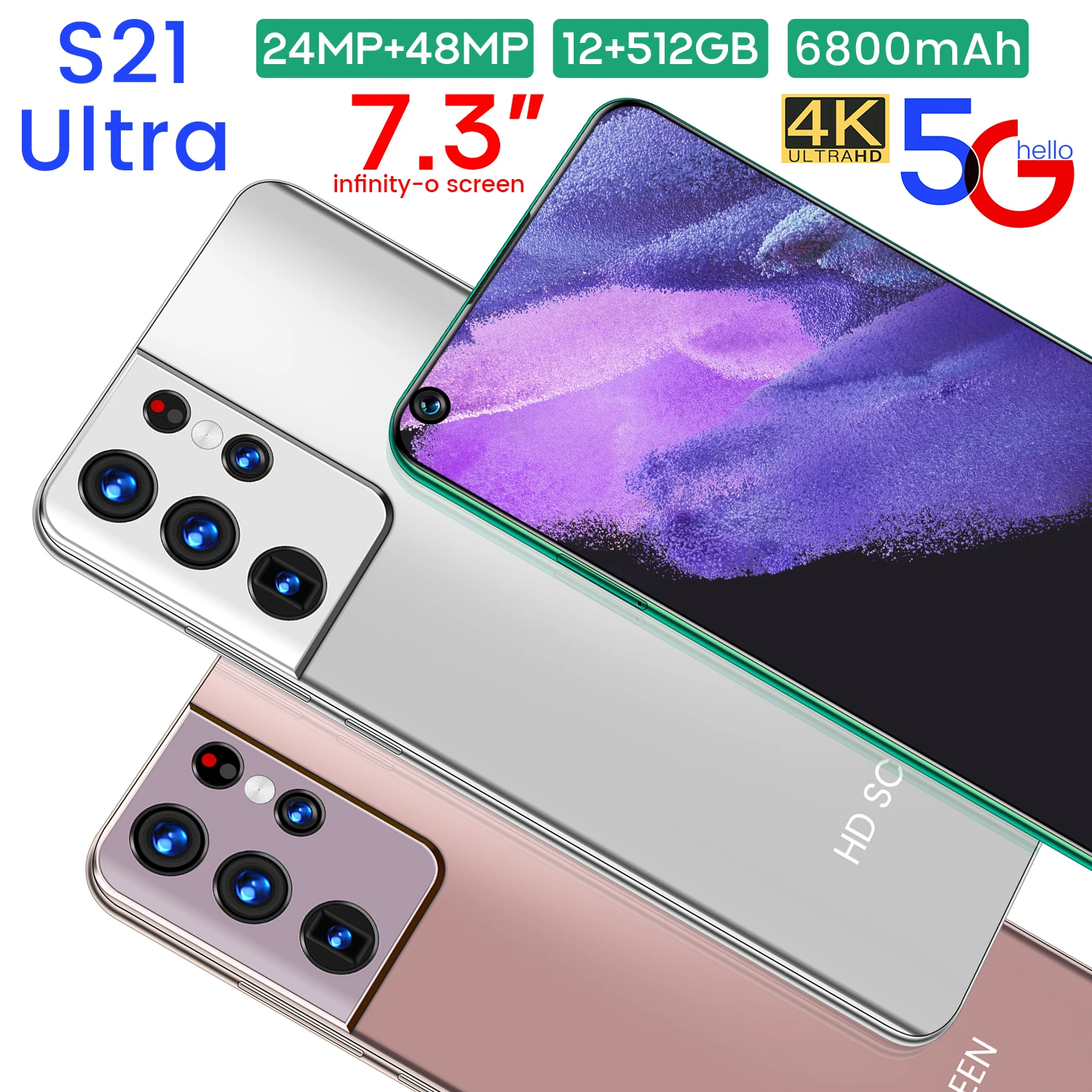 5G Global Version S21 Ultra 7.3 Inch Android 10.0 12GB 512GB 6800mAh Mobile Phone Waterdrop HD Screen Cellphone Smartphone
5G Global Version S21 Ultra 7.3 Inch Android 10.0 12GB 512GB 6800mAh Mobile Phone Waterdrop HD Screen Cellphone Smartphone