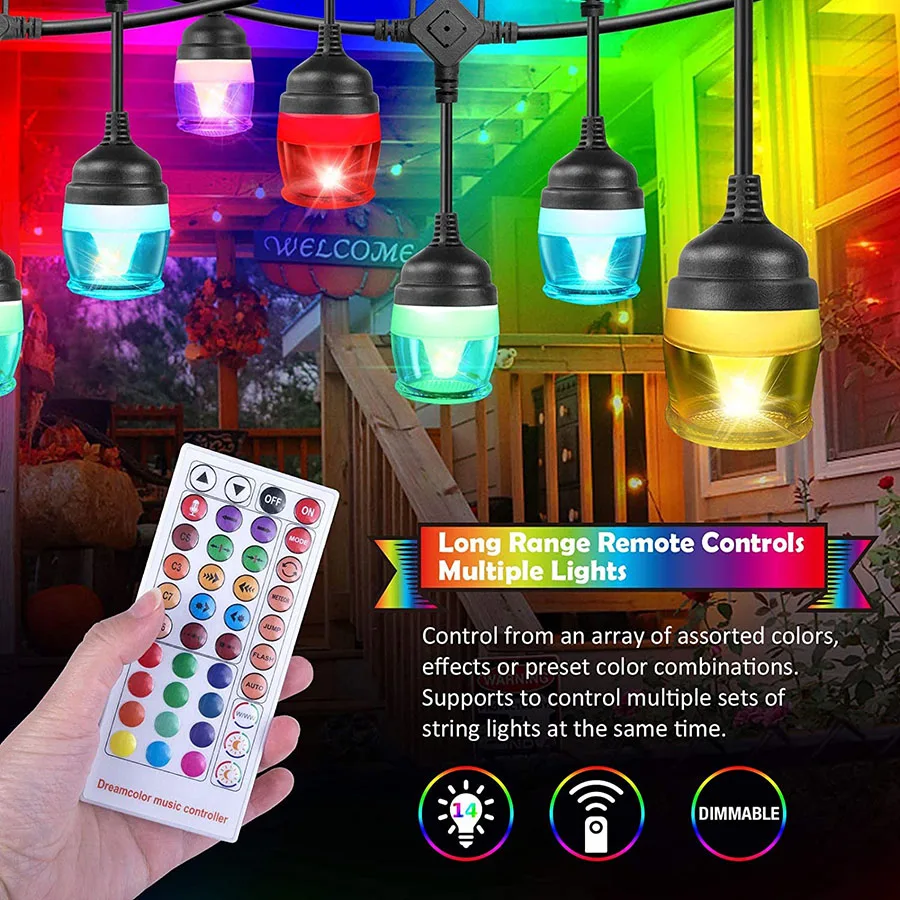 11M 12 LED RGB Changeable Globe Bulb Christmas String Light With Remote Outdoor Patio Holiday Fairy Light Wedding Garland Lights
11M 12 LED RGB Changeable Globe Bulb Christmas String Light With Remote Outdoor Patio Holiday Fairy Light Wedding Garland Lights