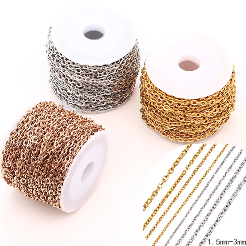 5m/lot with Card Stainless Steel Link Necklace Chain For Jewelry Making Findings Accessories Bracelet DIY Supplies Width 1.5-3mm
5m/lot with Card Stainless Steel Link Necklace Chain For Jewelry Making Findings Accessories Bracelet DIY Supplies Width 1.5-3mm