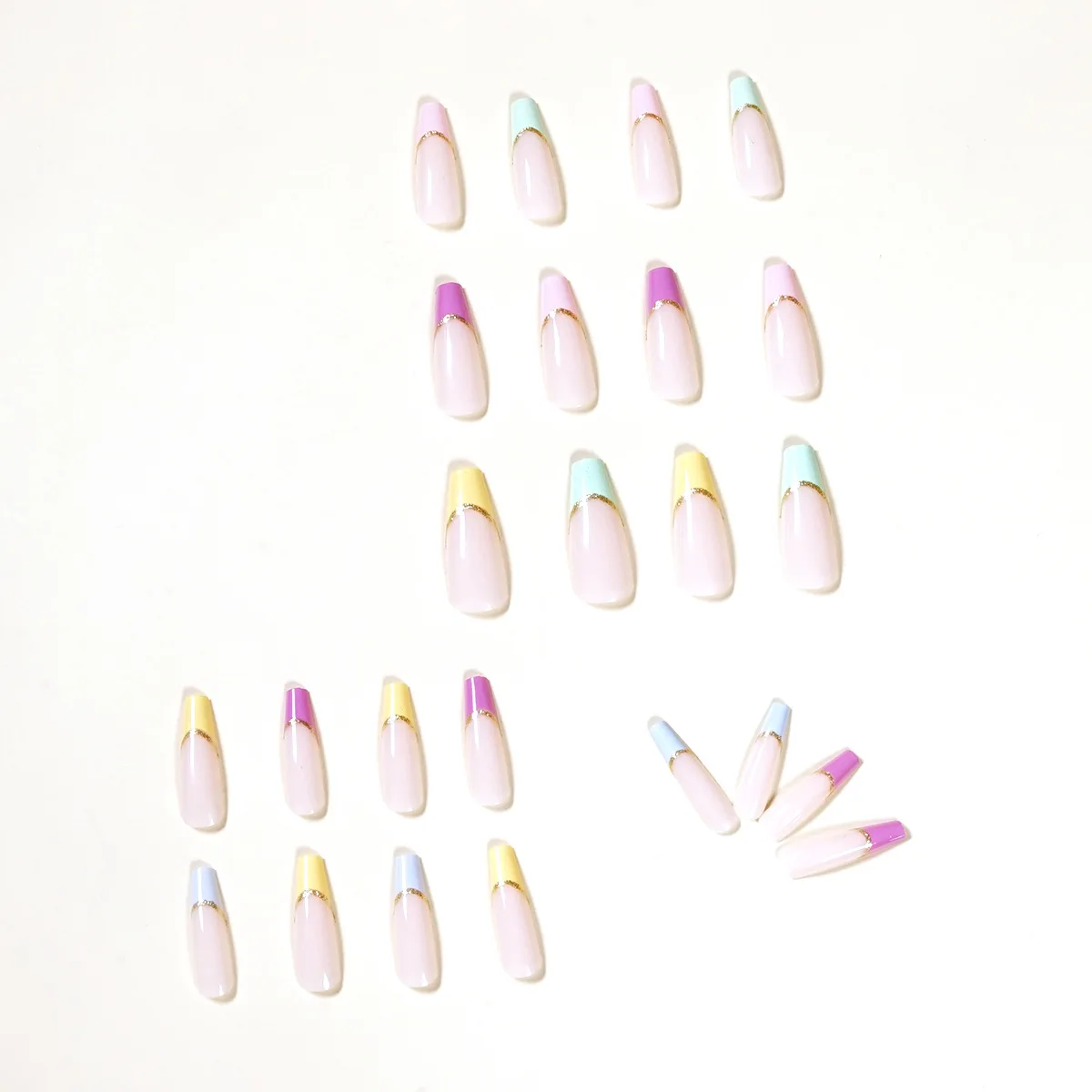 24pcs Rainbow Colors Nails Patch Glue Type Removable Long Paragraph Fashion Manicure Patch False Nails Patch Uas Postizas
24pcs Rainbow Colors Nails Patch Glue Type Removable Long Paragraph Fashion Manicure Patch False Nails Patch Uas Postizas