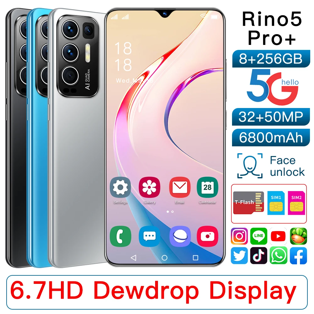 Смартфон горячая Распродажа 2021 Rino5 Pro +, MTK6889, 10 ядер, 6,7 дюйма, 1440*3200, Φ 8 + 256G, 32 Мп + 50 МП, 6800 мАч, Android 11 
Смартфон горячая Распродажа 2021 Rino5 Pro +, MTK6889, 10 ядер, 6,7 дюйма, 1440*3200, Φ 8 + 256G, 32 Мп + 50 МП, 6800 мАч, Android 11