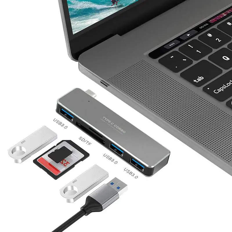 5 в 1 USB3.0 концентратор Тип Type C для адаптера переменного тока кард ридер