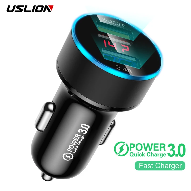 Автомобильное зарядное устройство USLION Mini с 2 USB портами 24 В 3 А мобильный
